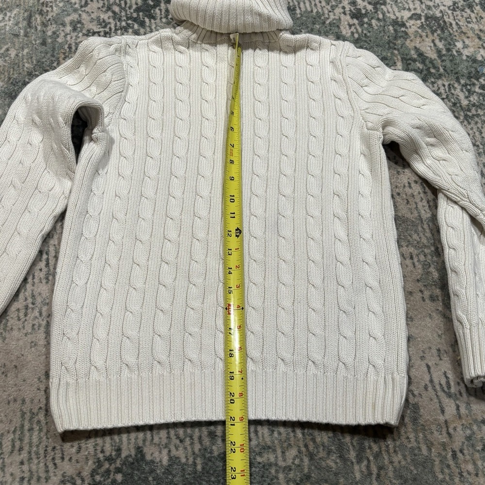 Vintage Ralph Lauren Sport Cable Knit Turtleneck Sweater Cream White Size Small - Picture 6 of 7